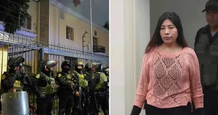 Agentes peruanos custodiando embajada mexicana en Lima ante riesgo de fuga de exministra asilada