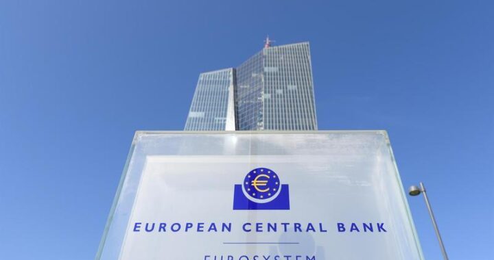 Gráfico del BCE mostrando tipos de interés congelados con datos de PIB eurozona en 0,3% y alerta de crisis económica