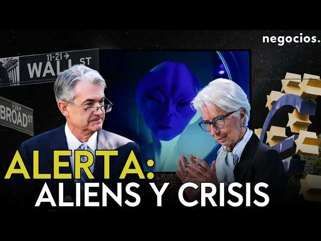 Gráfico de caída bursátil con titular 'FANI: riesgo financiero no modelado' y flechas rojas en picado sobre pantalla de trading