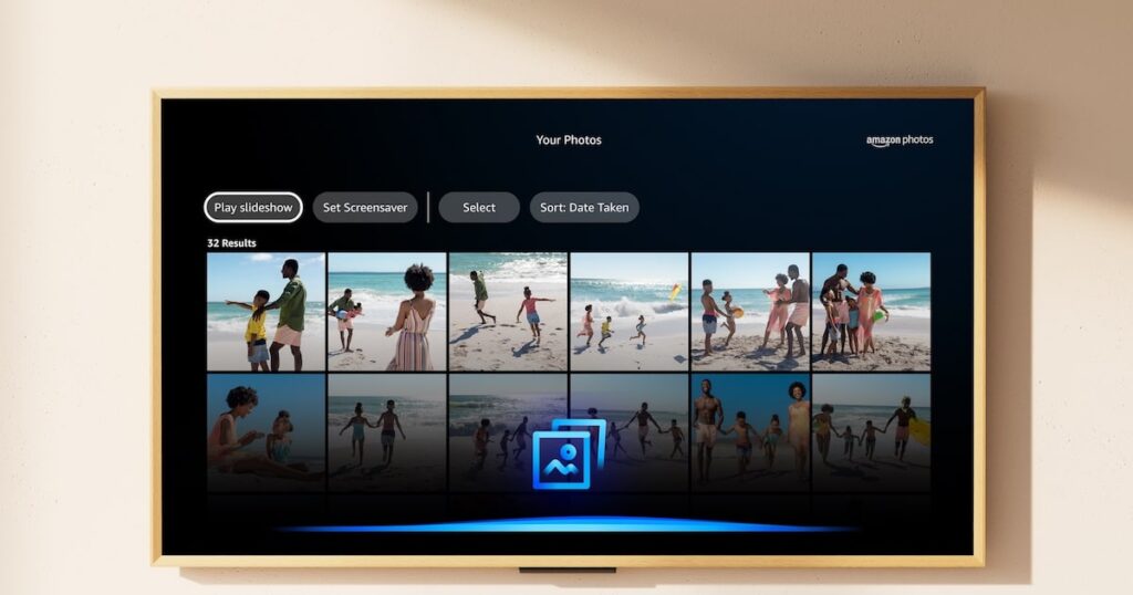 Televisor Ember Artline de Amazon en 65' con bisel de madera y obra de Van Gogh en pantalla 4K