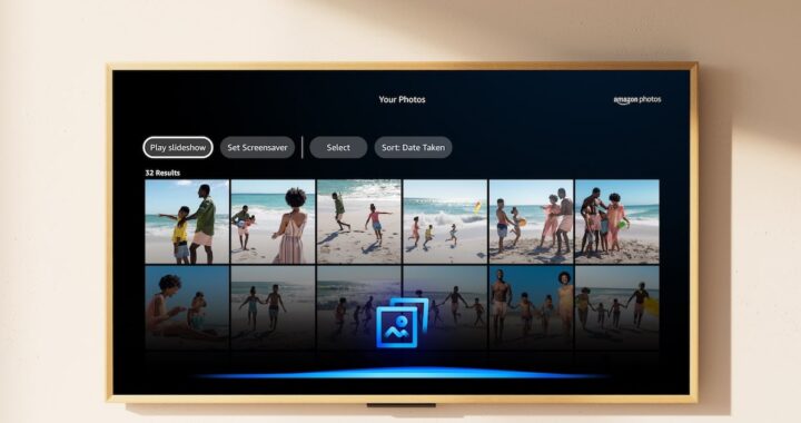 Televisor Ember Artline de Amazon en 65' con bisel de madera y obra de Van Gogh en pantalla 4K