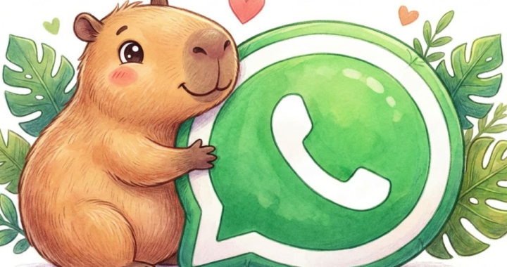 Icono de WhatsApp reemplazado por un capibara sonriente en fondo transparente, lista para personalizar tu móvil en 2026