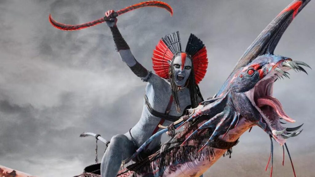 Cartel de 'Avatar: Fuego y ceniza' con Jake Sully en Pandora, mostrando los $1.322M recaudados en taquilla global hasta enero 2026