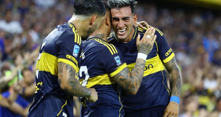 Nicolás Di Lollo celebra su gol de cabeza en un córner ante Riestra, reflejando la dependencia de Boca de la pelota parada en 2026