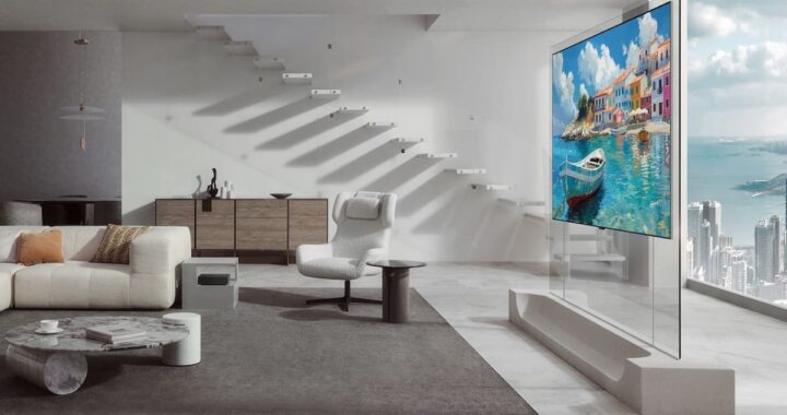 Televisor LG OLED ultra delgado de 9 mm montado en pared como lámina, sin cables visibles