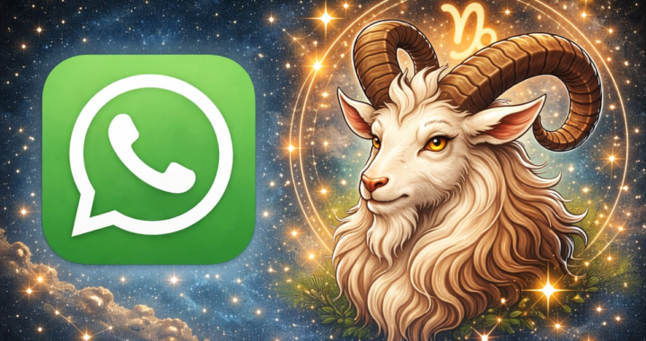 Icono de WhatsApp personalizado con la silueta de Capricornio en fondo transparente sobre pantalla de smartphone