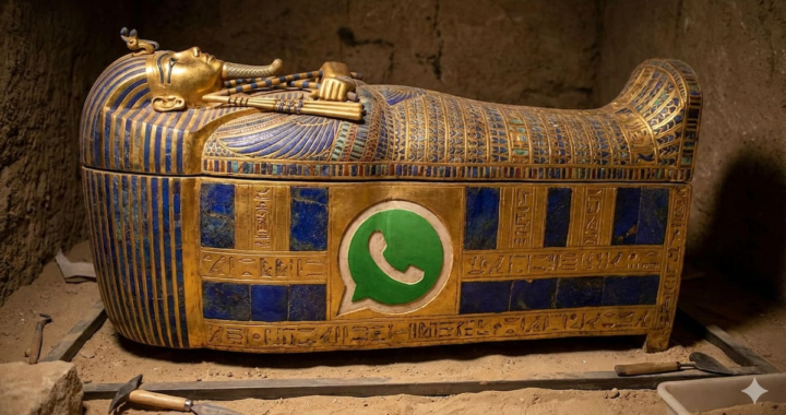 Icono de WhatsApp reemplazado por un sarcófago egipcio dorado con fondo transparente para personalizar apps