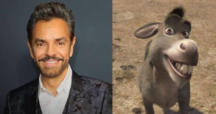 Eugenio Derbez sonríe en evento oficial confirmando su regreso como Burro en 'Shrek 5' con micrófono en mano
