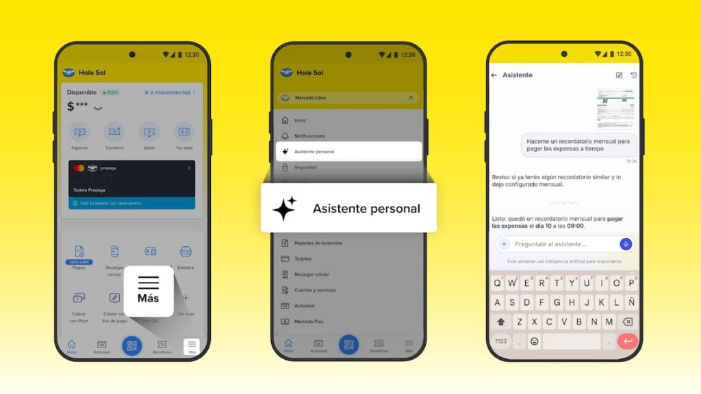 Pantalla de smartphone mostrando el asistente de IA de Mercado Pago analizando una boleta con código de barras para pago automático