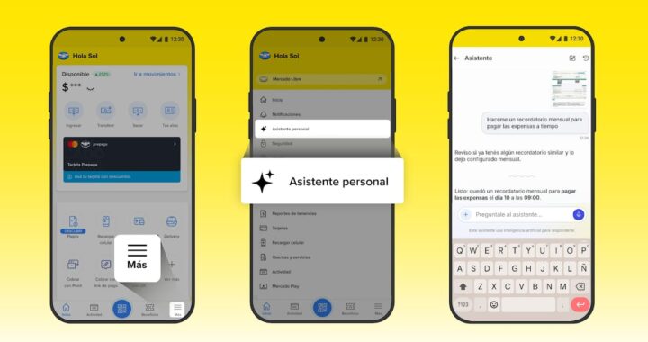 Pantalla de smartphone mostrando el asistente de IA de Mercado Pago analizando una boleta con código de barras para pago automático