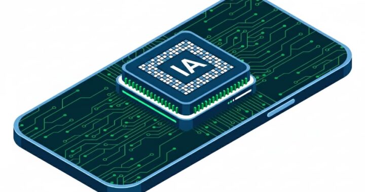 Gráfico comparativo de 800 millones de dispositivos Samsung con IA integrada frente a logos de Apple y China en fondo tecnológico