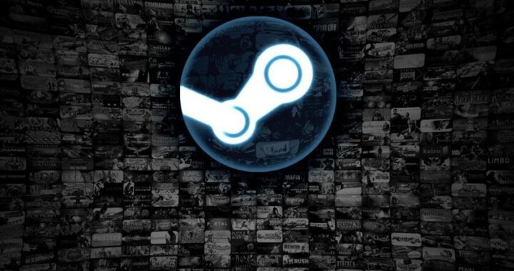 Sala de tribunal con documentos legales y logo de Steam en pantalla, ilustración sobre la demanda por comisión del 30%