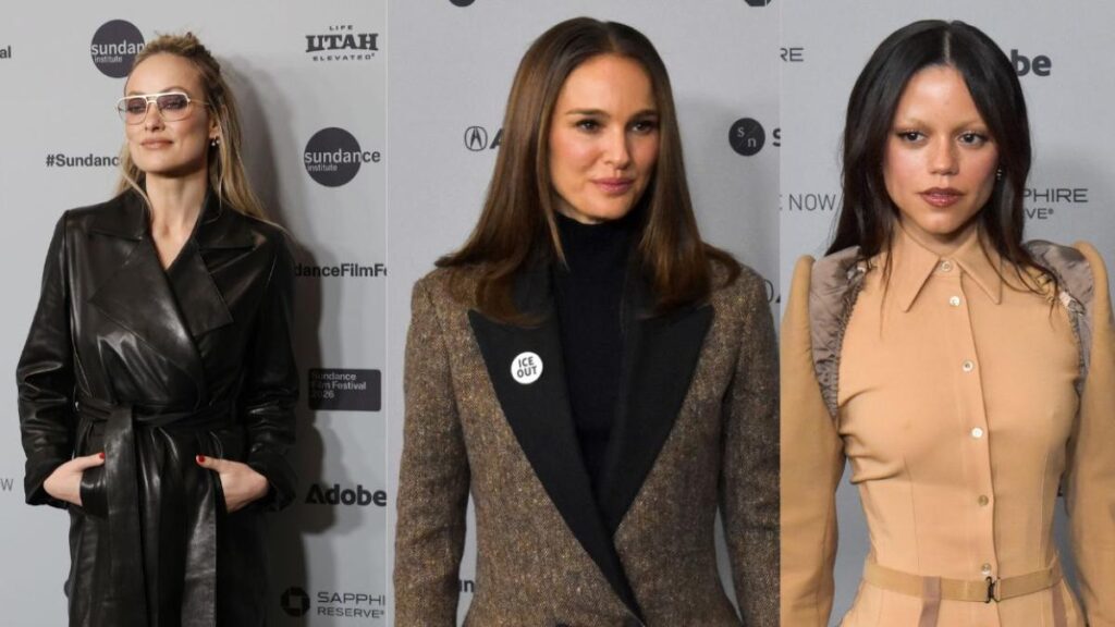 Olivia Wilde y Natalie Portman en Sundance con insignias 'ICE OUT' durante protesta por muertes de civiles