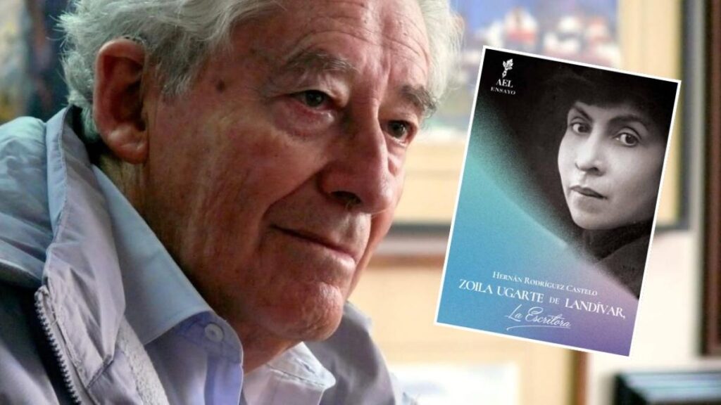 Portada del libro sobre Zoila Ugarte con su retrato en blanco y negro y título 'La Escritora' sobre fondo vintage