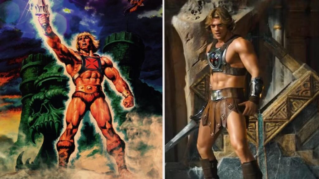 Skeletor con su báculo en escena del tráiler de He-Man 2026, mostrando el Castillo Grayskull al fondo con diseño fiel a los cómics de los 80