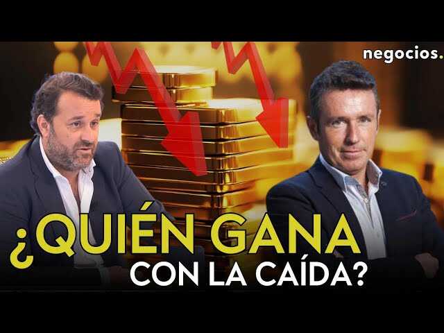 Gráfico comparativo del desplome del oro en 2013 y 2024 con marcas de fondos de cobertura como Paulson & Co