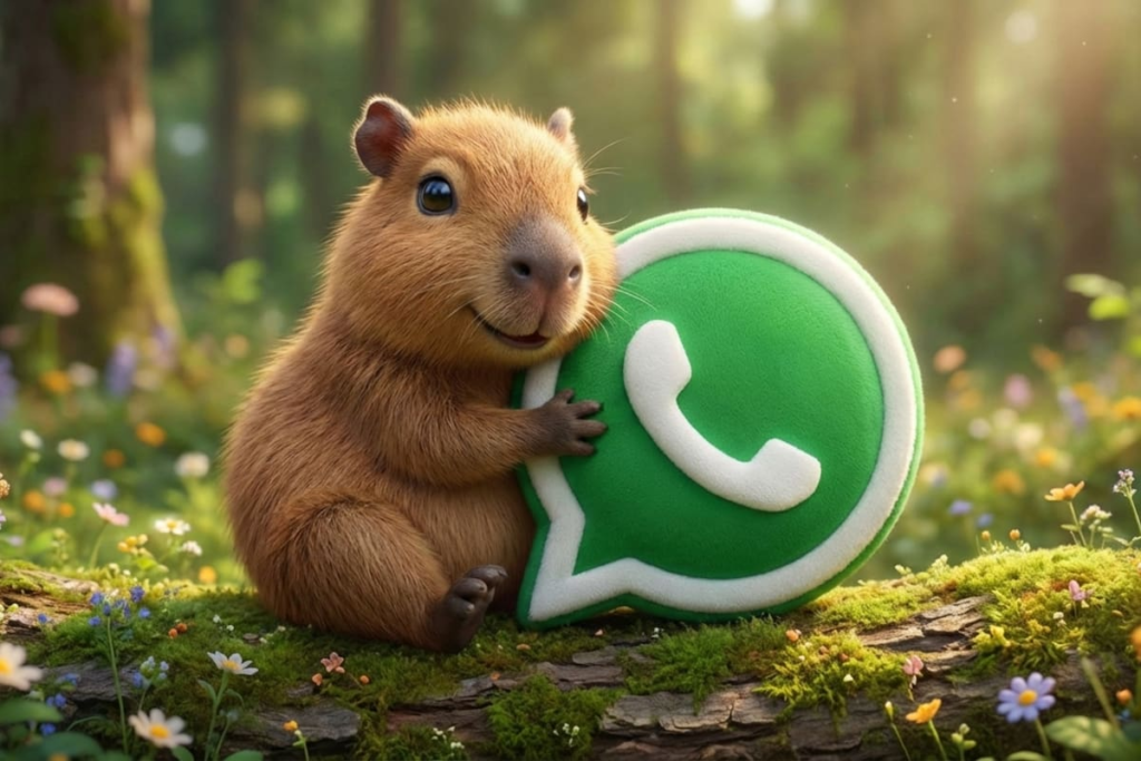 Icono de WhatsApp reemplazado por un capibara sonriente en fondo verde, estilo 2026