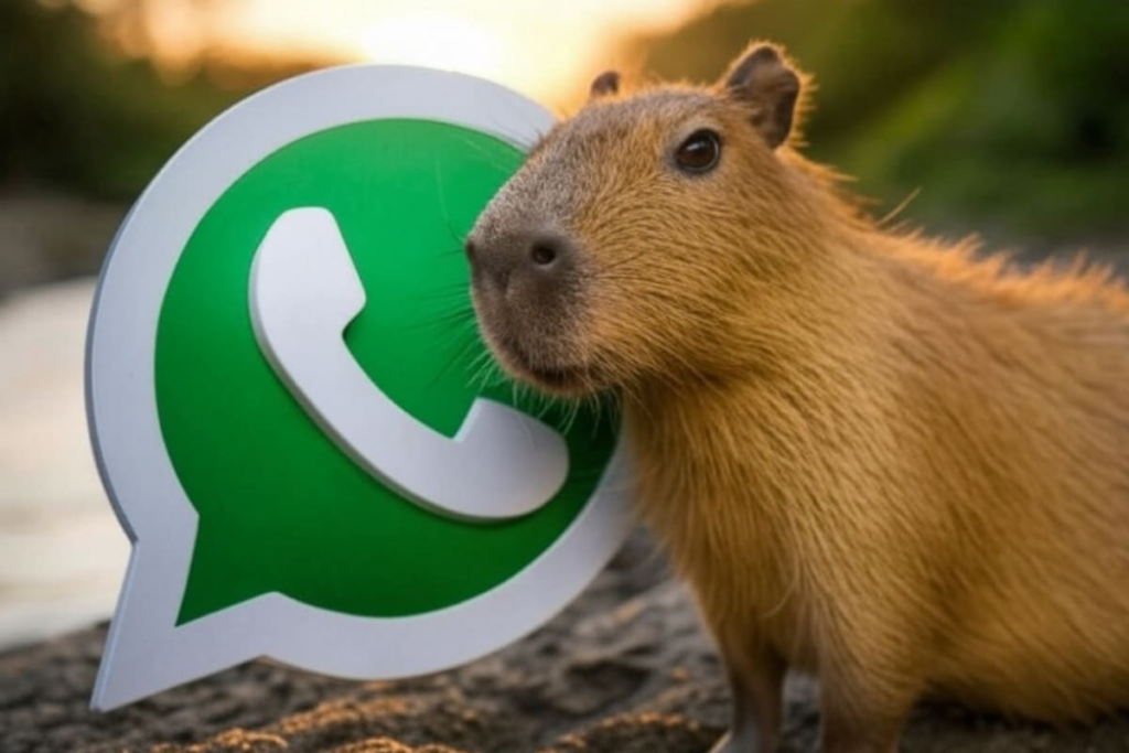 Capibara sonriente en formato PNG transparente para reemplazar el logo de WhatsApp en Android