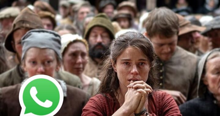 Captura de pantalla de WhatsApp con el ícono personalizado de Hamnet Shakespeare en fondo oscuro, estilo novela de Maggie O'Farrell