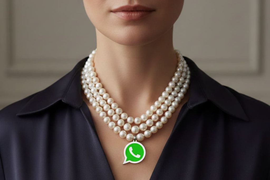 Ícono personalizado de WhatsApp con diseño de collar de perlas sobre fondo transparente para Nova Launcher
