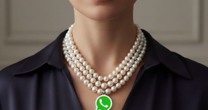 Ícono personalizado de WhatsApp con diseño de collar de perlas sobre fondo transparente para Nova Launcher