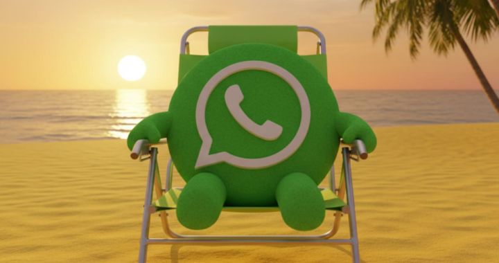 Ícono personalizado de WhatsApp con reposera verde en PNG transparente sobre fondo de móvil