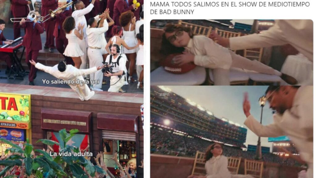Bad Bunny y Lady Gaga en el Super Bowl 2026 con escenografía de 'árboles humanos' que se volvieron memes virales