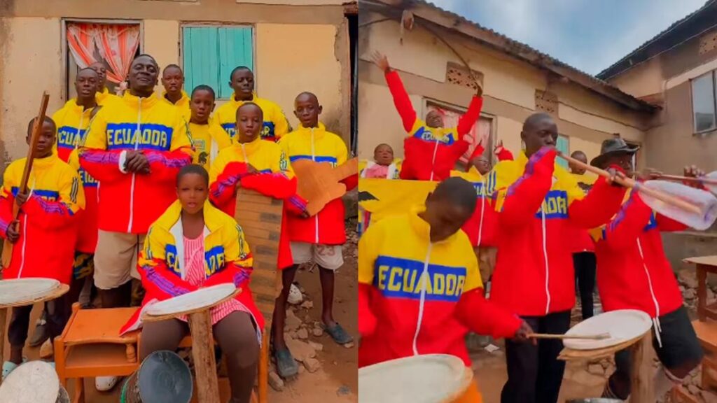 Niños ugandeses con chompas de Ecuador bailando al ritmo de la Banda 24 de Mayo en video viral