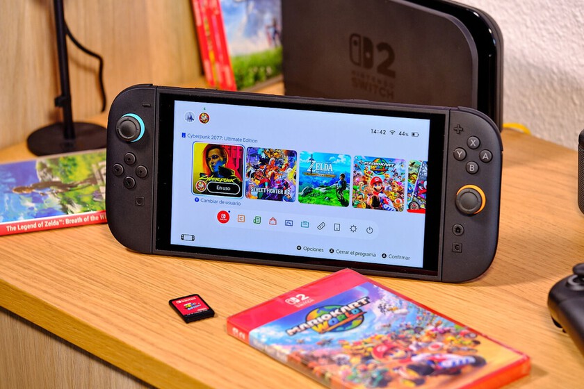 Consola Nintendo Switch con fondo de gráficos de ventas superando los 155 millones de unidades