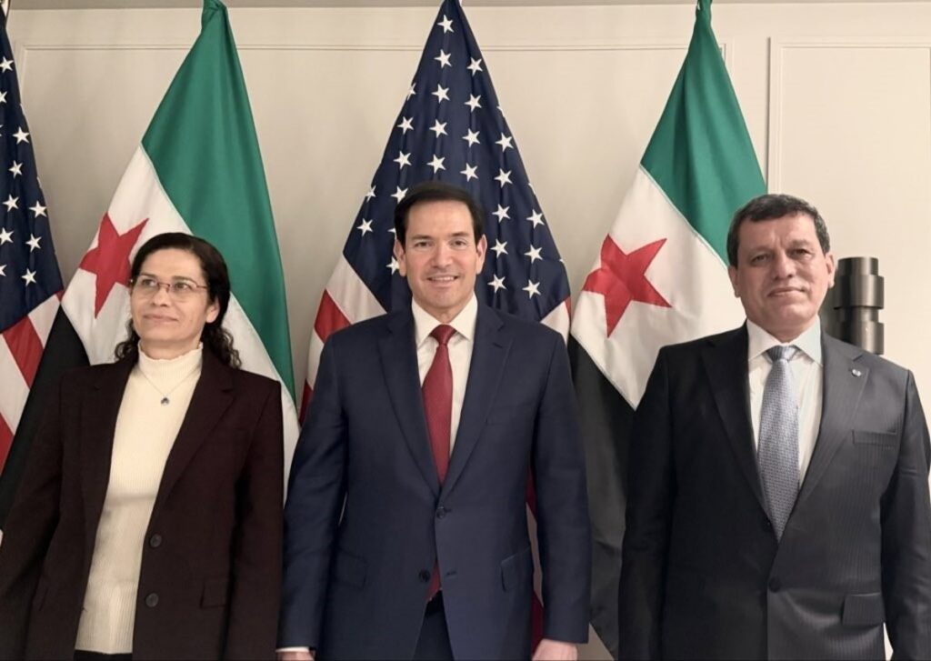 Marco Rubio en reunión tensada entre el canciller de Assad y líder kurdo Mazlum Abdi en Múnich 2024