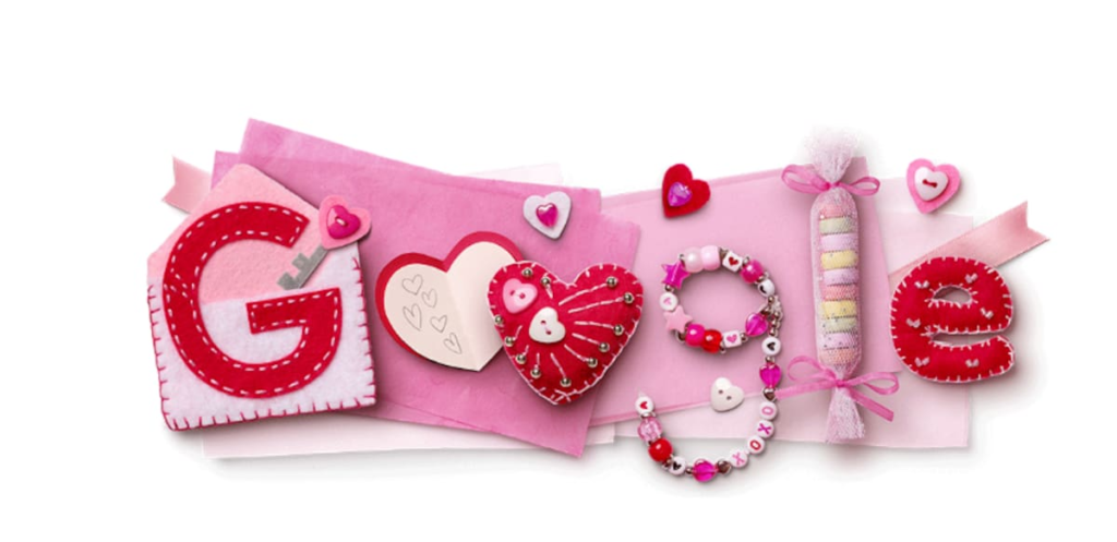 Doodle interactivo de Google 2026 con corazones de caramelo y mapa global en tonos pastel para San Valentín