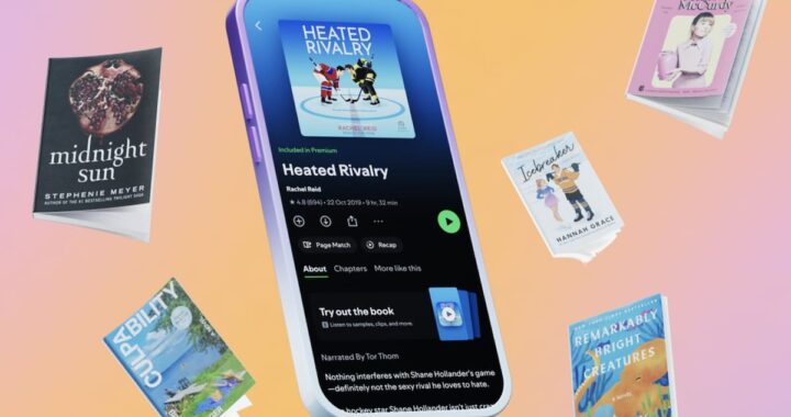 Teléfono escaneando página de libro físico para activar audiolibro en Spotify con función Page Match