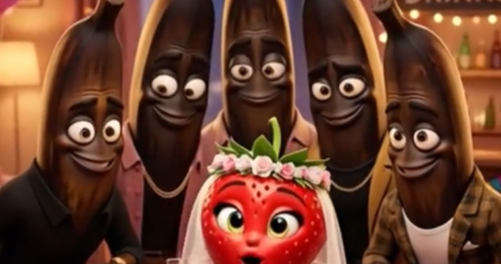 Piña y limón con rostros dramáticos discutiendo en estilo cartoon 3D, creados con IA para videos virales de 'Frutas Infieles'