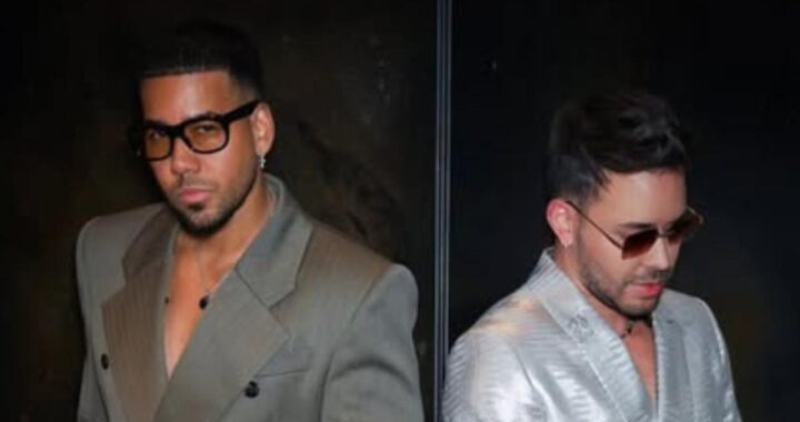 Romeo Santos y Prince Royce en escenario con pirotecnia durante concierto en Quito, multitudes en el Atahualpa
