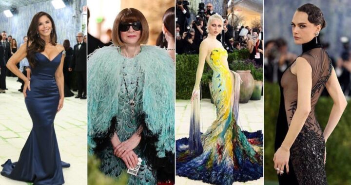 Lauren Sánchez y Anna Wintour en la alfombra roja de la Met Gala 2026 con vestidos de alta costura y protestas al fondo