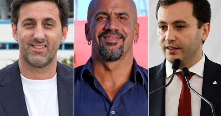 Diego Milito, Juan Sebastián Verón y Jorge Brito en reunión estratégica frente a logo de la AFA con gestos serios