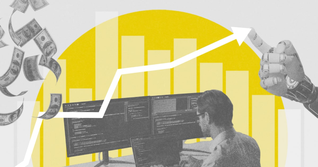 Gráfico de proyección de futuros sobre capacidad computacional de IA con datos de Goldman Sachs y BlackRock