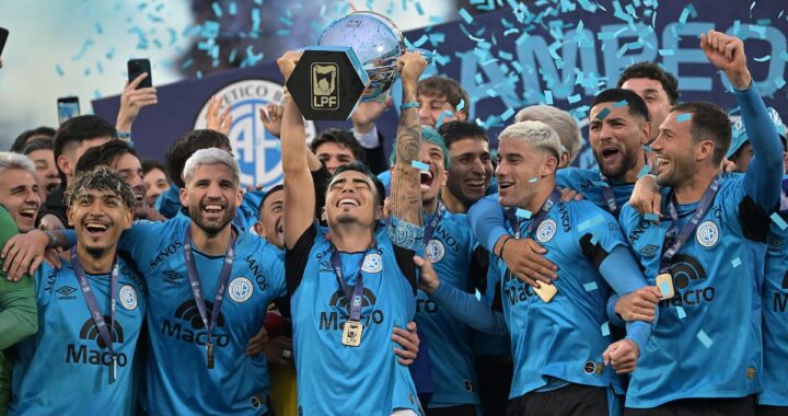 Celebración de Belgrano tras ganar el título 2026 con Uvita Fernández y Mudo Vázquez como héroes en el Kempes