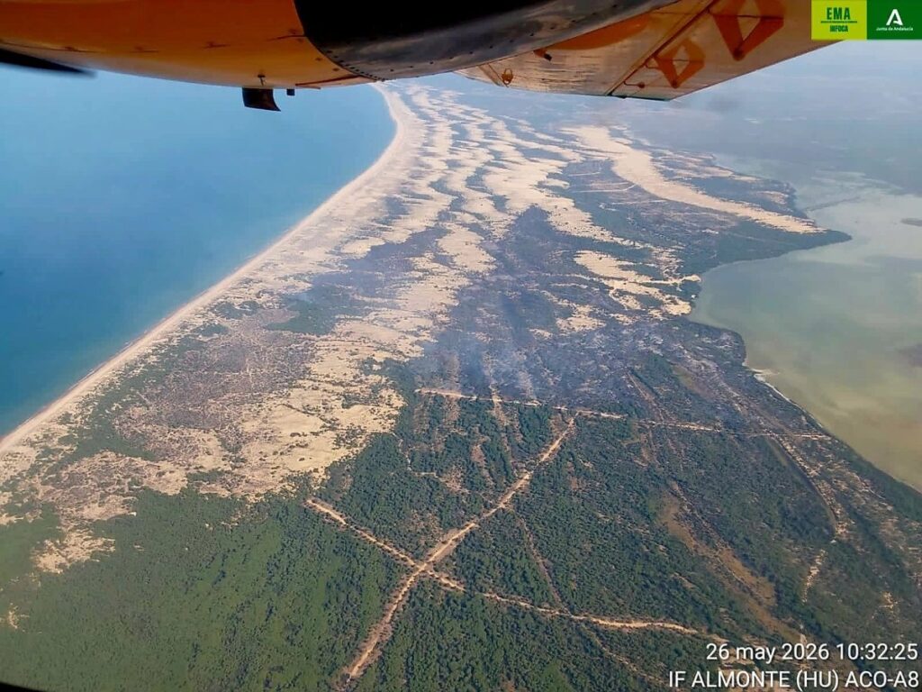 Bomberos forestales del Plan Infoca extinguen llamas en Doñana tras 72 horas de lucha ininterrumpida