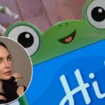 Belinda posando con Lilypad, su personaje de *Toy Story 5*: tablet con forma de sapito y diseño futurista