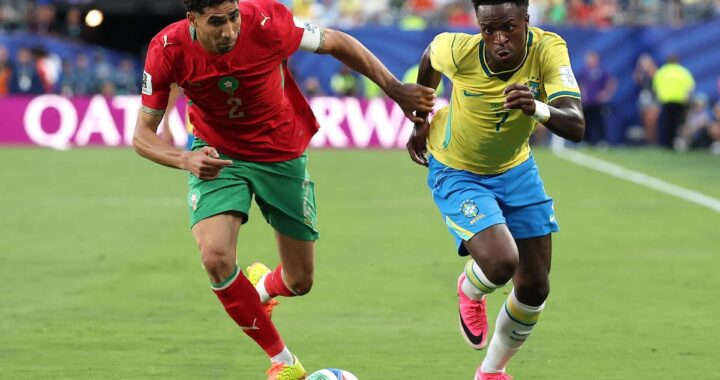 Vinicius celebra su golazo para el 1-1 de Brasil ante Marruecos en el Mundial 2026