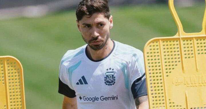 Gonzalo Montiel con expresión de dolor en entrenamiento, sobrecarga en cuádriceps derecho, fuera vs Austria