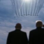 Donald Trump en el Monumento a Washington durante Freedom 250 con fuegos artificiales y multitudes